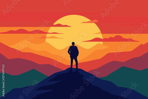 silhouette of a man on a mountain top