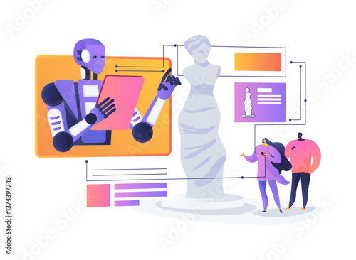 AI Interactive Museum Guides abstract concept vector illustration.