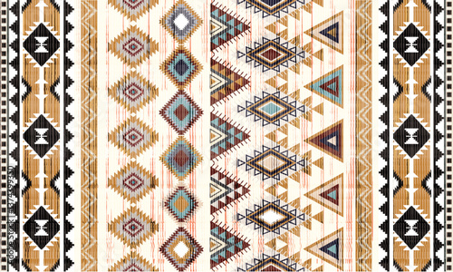 Navajo tribal vector seamless pattern. Native American ornament. Ethnic South Western decor style. Boho geometric ornament. Vector seamless pattern. Mexican blanket, rug. Woven carpet illustration