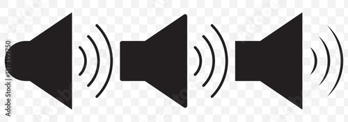 Black Speaker icon set. Sound volume. Volume icon set on Transparent Background. EPS 10.