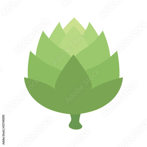 Illustration of a green artichoke, representing a healthy vegetable, an ingredient for cooking, part of a vegan or vegetarian diet, fresh produce from the garden or farm