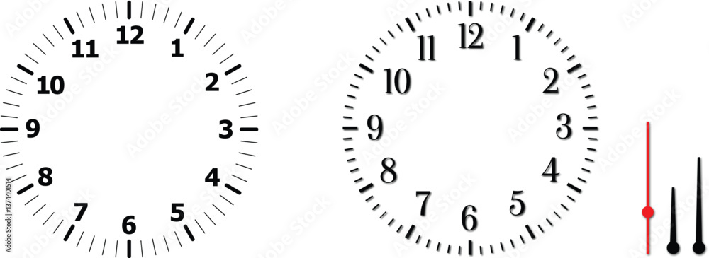 Naklejka premium Realistic Clock Face Mockup with Detailed Hour, Minute, and Second Hands