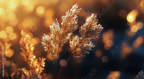 Morning Light Illuminates Dew-Covered Grass Blades in a Serene Landscape