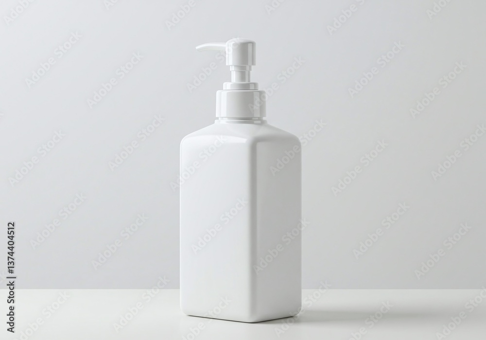 Minimalist Sanitizer Bottle: A sleek, pump-top bottle, presented in a clean and modern style, perfectly conveying a sense of hygiene and care. Minimalist Sanitizer Bottle: A sleek, pump-top bottle, presented in a clean and modern style, perfectly conveying a sense of hygiene and care.