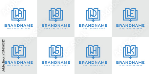 Letters WA WB WD WE WF WG WH WK Book Logo, symbolizing knowledge, education, and growth