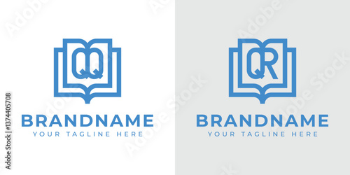 Letters QQ QR Book Logo, symbolizing knowledge, education, and growth