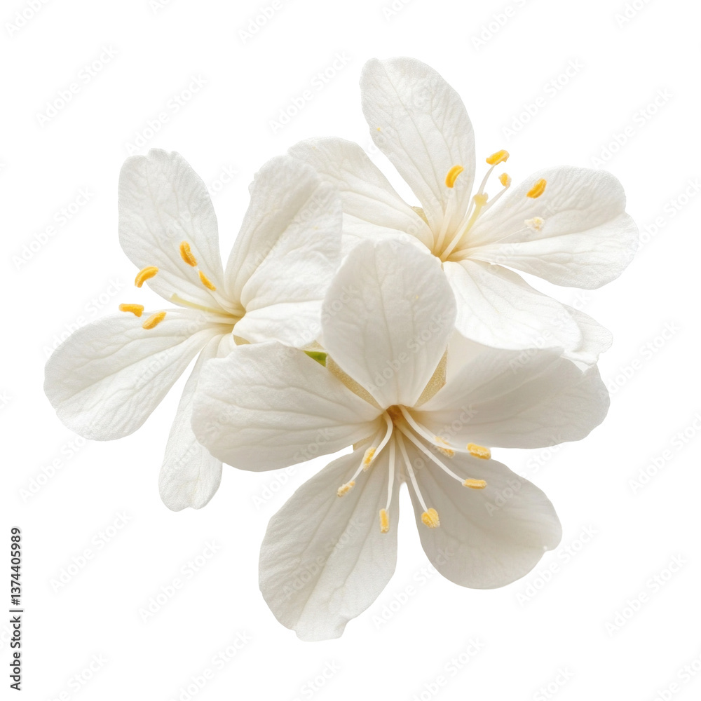 Fototapeta premium Delicate white jasmine flower isolated on transparent background
