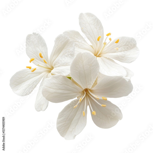 Delicate white jasmine flower isolated on transparent background