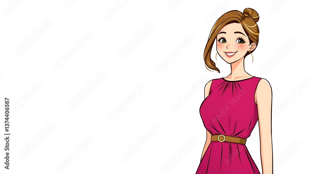Smiling Woman in Stylish Dress Smiling Woman in Stylish Dress