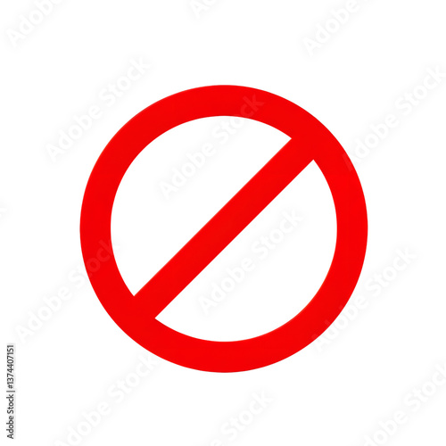 A bold red prohibition symbol with circular ring and diagonal slash on transparent backdrop