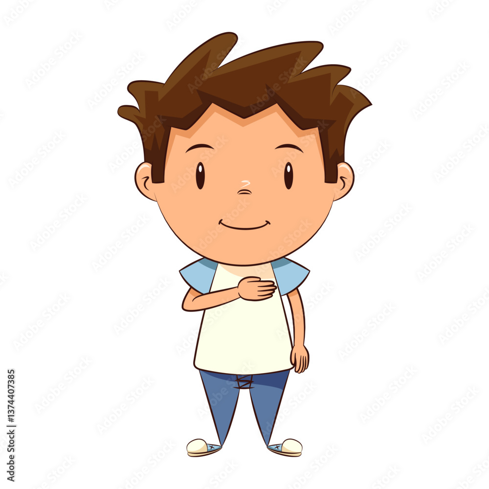 Fototapeta premium Child Pledge of Allegiance, hand on chest