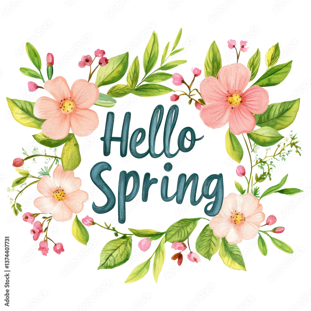 Springtime Greetings: A vibrant floral wreath frames the words Springtime Greetings: A vibrant floral wreath frames the words