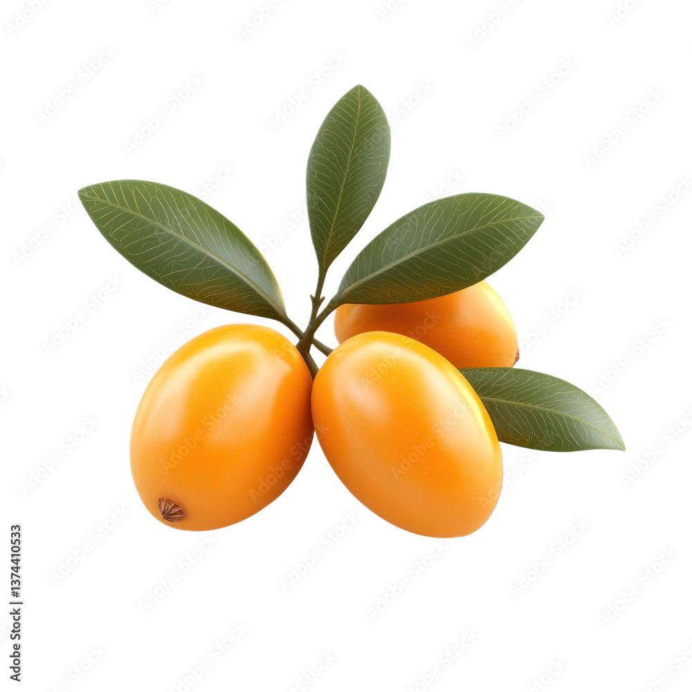 3D icon of Loquat isolated on transparency background 3D icon of Loquat isolated on transparency background