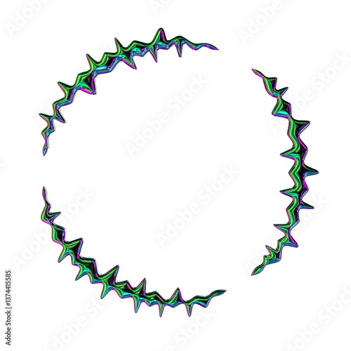 Foto Y2k neo-tribal holographic round frame asset