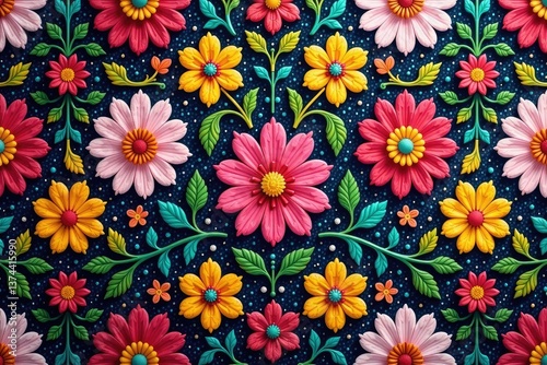 Intricate floral textile design, repeating motif , repeat pattern, seamless