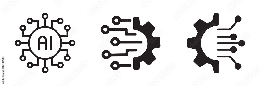 Technology icon set. Artificial Intelligence icons. Ideas inspiration symbol. Vector illustration eps 10 Technology icon set. Artificial Intelligence icons. Ideas inspiration symbol. Vector illustration eps 10