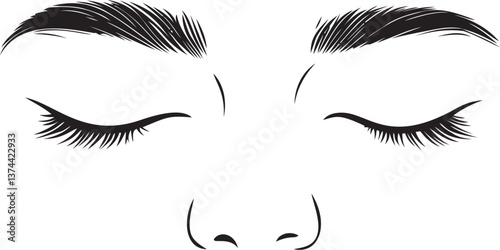 Illustration of closed eyes with detailed