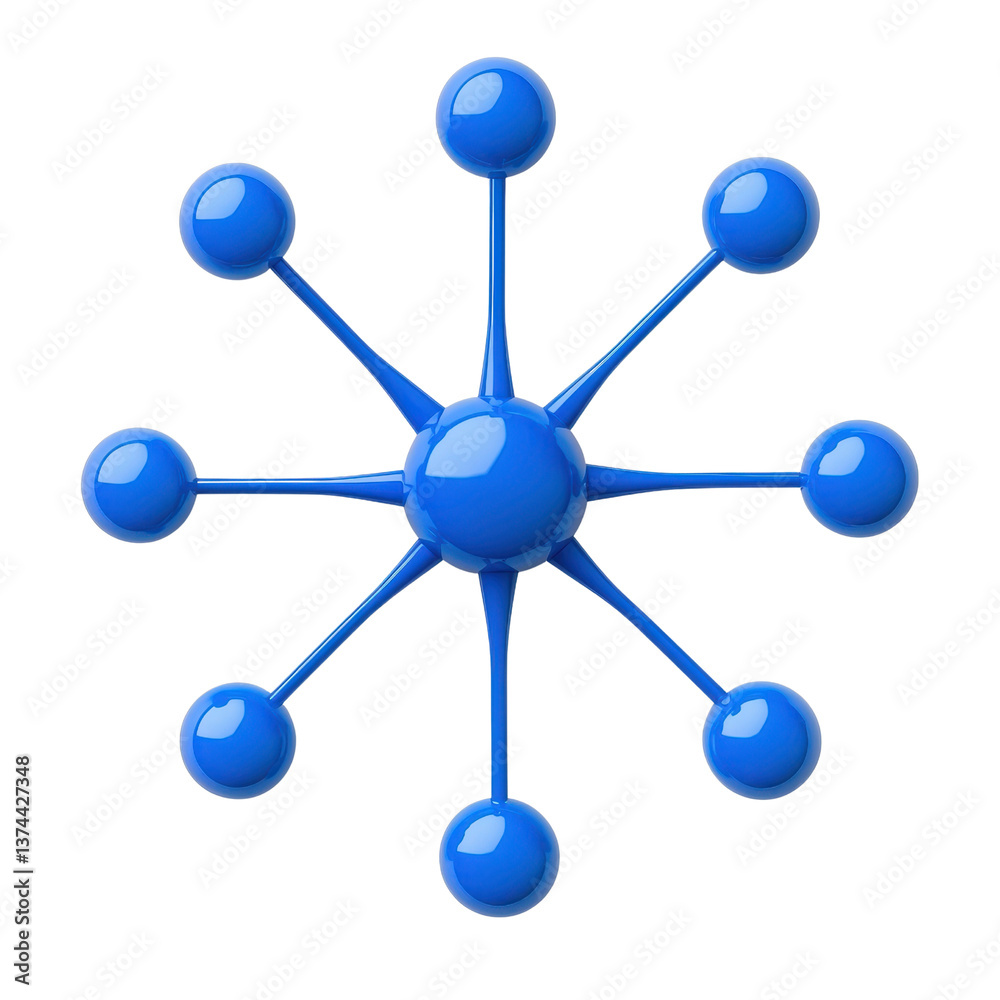 Blue molecular structure with connecting spheres and lines. Blue molecular structure with connecting spheres and lines.