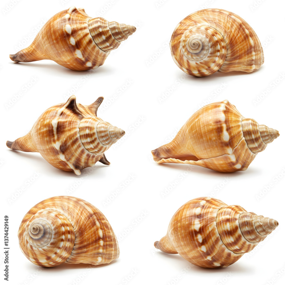 Shells in Formation: A collection of stunning seashells, their intricate spirals and earthy tones create a captivating display. Shells in Formation: A collection of stunning seashells, their intricate spirals and earthy tones create a captivating display.