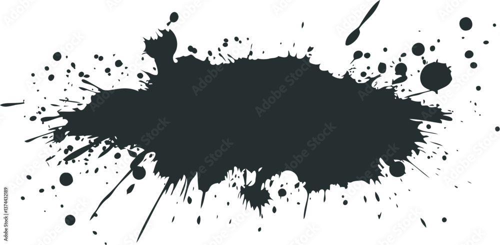 Abstract black paint strokes and splatters on white background, artistic banner. Vector illustration Abstract black paint strokes and splatters on white background, artistic banner. Vector illustration