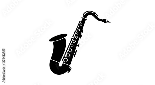 Isolated Black Silhouette of a Saxophone