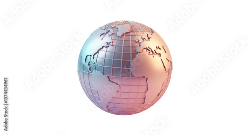 Fototapeta Naklejka Na Ścianę i Meble -  Isolated Metallic World Globe on Stand