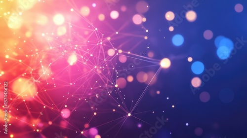 Banner of connections of lines and dots. Technology banner template. Graphic abstract background communication. Minimal array with compounds lines and dots. Digital data visualization. 