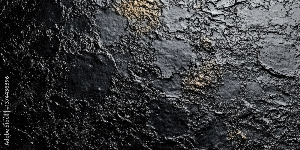 Fototapeta premium Aluminum with black hammertone powder coating and a textured stucco surface, offering a gradient abstract background with a bold, industrial dark wall finish.