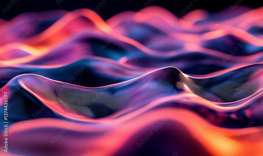 Dynamic wave patterns abstract digital art colorful textures vibrant environment close-up viewpoint background design concept