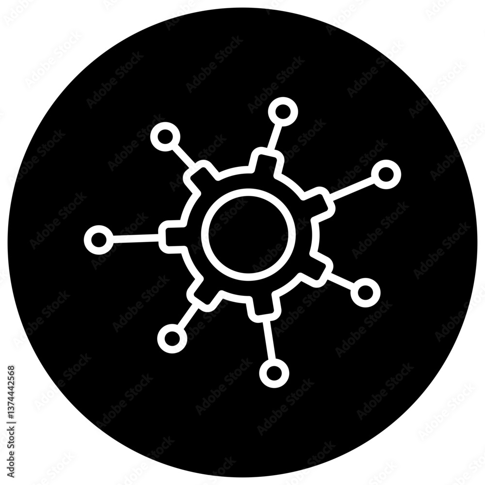 Automation Solutions Black Circle Icon, Automation Services Icon | AI, Robotics & Smart Technology Vector Icon Automation Solutions Black Circle Icon, Automation Services Icon | AI, Robotics & Smart Technology Vector Icon