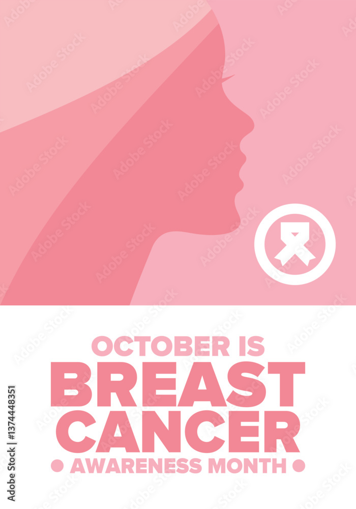 Breast Cancer Awareness Month. Pink october. Pink ribbon. Woman healthcare. Celebrate annual. Medic concept. Girl solidarity. Cancer prevention. Female disease. Poster, banner and background. Vector Breast Cancer Awareness Month. Pink october. Pink ribbon. Woman healthcare. Celebrate annual. Medic concept. Girl solidarity. Cancer prevention. Female disease. Poster, banner and background. Vector