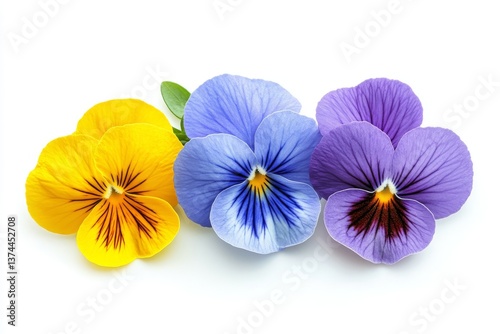Viola pansy flowers, isolated and set against a transparent background