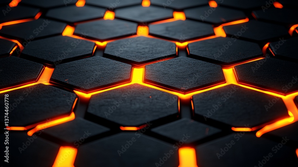 Fototapeta premium Abstract Hexagonal Pattern with Glowing Edges