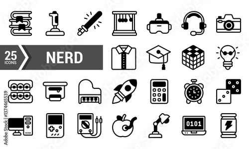 25 Nerd Lineal Fill Icons for Your Design Project.