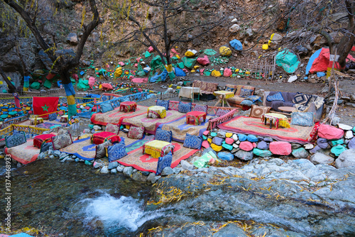 The Ourika Valley and the colorful  village of Setti Fadma in the Atlas Mountain region of Morocco