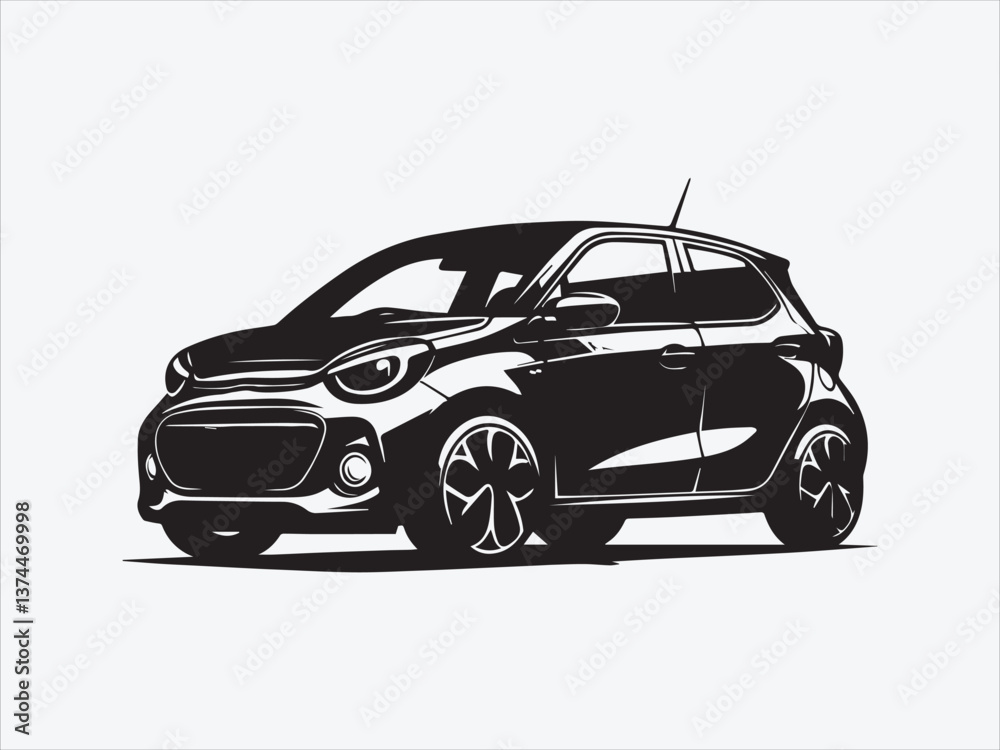Obraz premium Subcompact Car Silhouette with Sleek and Modern Design for Urban Efficiency
