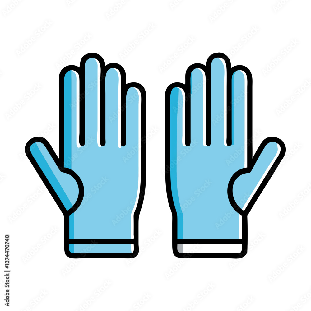 Blue protective gloves displayed in a simple and colorful icon design on a white background
Blue protective gloves displayed in a simple and colorful icon design on a white background
