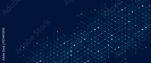 Technology abstract background with cubes, lines, dots and hexagons. Hexagonal digital concept for poster, banner, header, footer, presentation, Innovation pattern. Vector illustration.