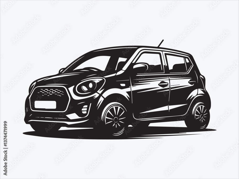 Fototapeta premium Subcompact Car Silhouette with Sleek and Modern Design for Urban Efficiency