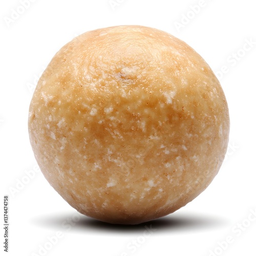 Round, Healthy Energy Snack Ball Made from Nuts and Natural Ingredients on White Background photo