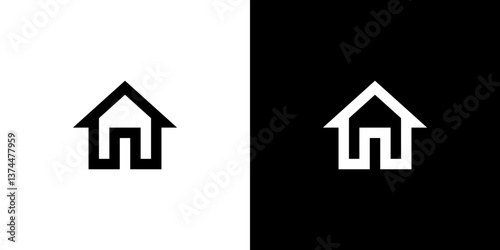 House with abstract letter U icon

