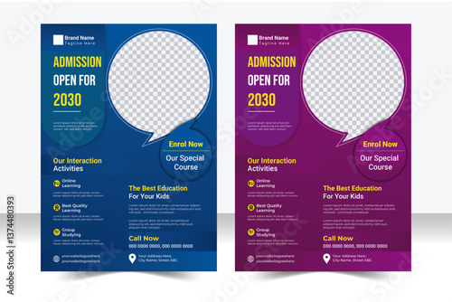 Modern School Admission Flyer Design for Kids, Creative and modern kids admission education poster & flyer, School admission flyer design, Creative and modern online school education admission flyer. 