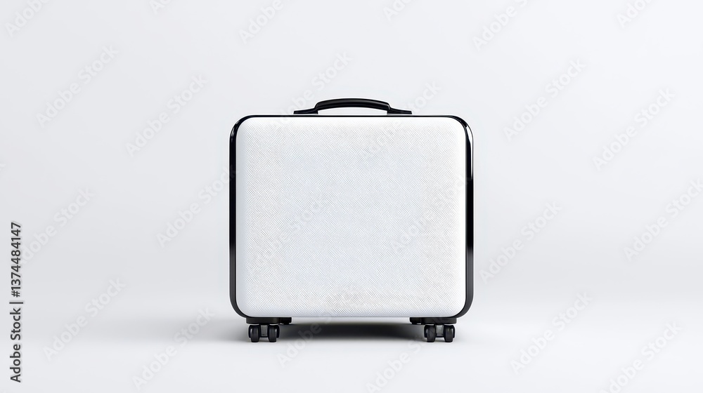 Stylish white suitcase photographed in a high-quality isolated image perfect for travel and lifestyle themes Stylish white suitcase photographed in a high-quality isolated image perfect for travel and lifestyle themes