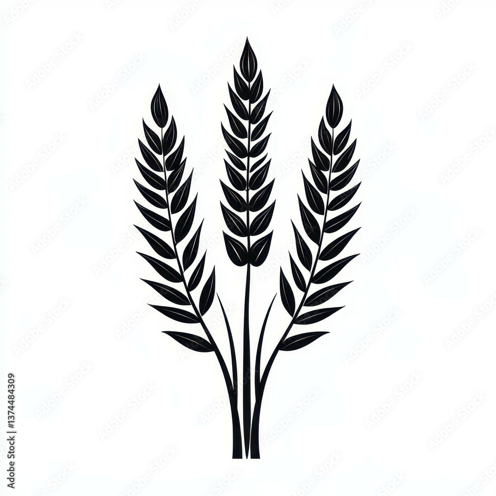 Stylized illustration of wheat stalks arranged in a symmetrical design Stylized illustration of wheat stalks arranged in a symmetrical design