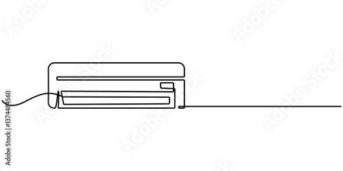 Continuous one line drawing of indoor Air Conditioner. Air conditioner one line art vector illustration, Continuous single line drawing of indoor Air Conditioner vector illustration, Air conditioner. 