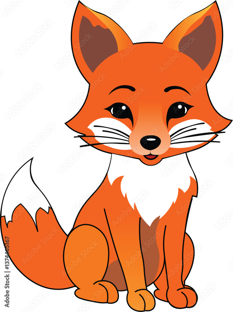 Obraz premium Cartoon Fox vector art in white background