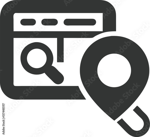 Calendar Magnifier and Pin Pointer Icon on Transparent Background