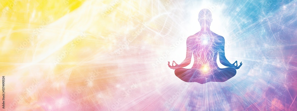 Fototapeta premium soul body spirit human spiritual astral universe aura energy light. soul body spirit meditation death space being dream heaven man god art cosmic figure yoga rebirth galaxy abstract chakra cosmos zen