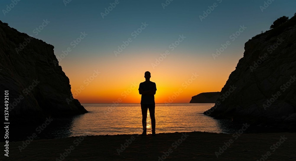 Fototapeta premium Silhouette at Sunset Beach
