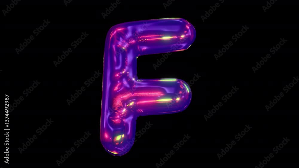 A shimmering 3D reflective alphabet letter F in an iridescent bubble typeface style, with embedded alpha for easy drag and drop overlay. A shimmering 3D reflective alphabet letter F in an iridescent bubble typeface style, with embedded alpha for easy drag and drop overlay.